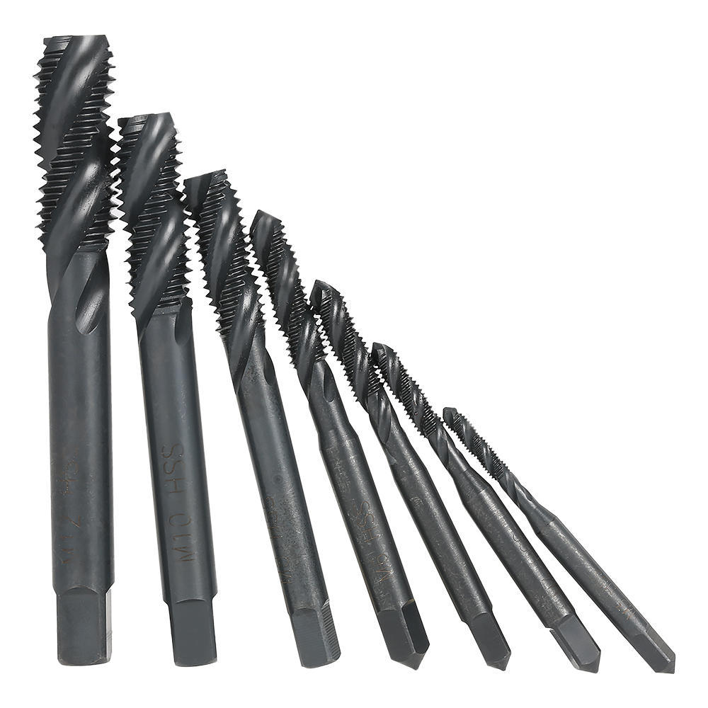 7PCS M3M12 HSS Nitriding Coated Metric Spiral Flute Taps Machine
