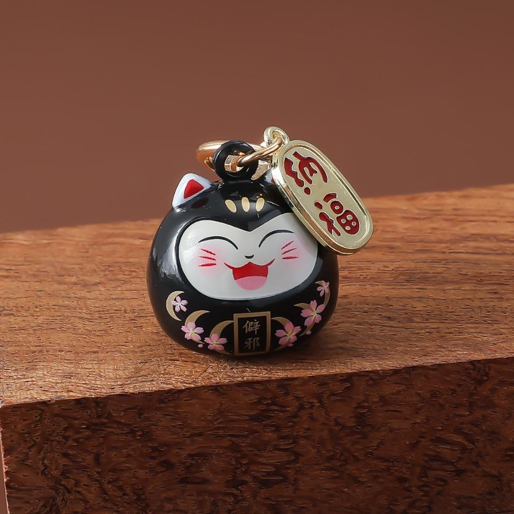 Bring Wealth Lucky Cat Keychain Creative Gift Car Bag Pendant Key Chain Cat Bells Pendant