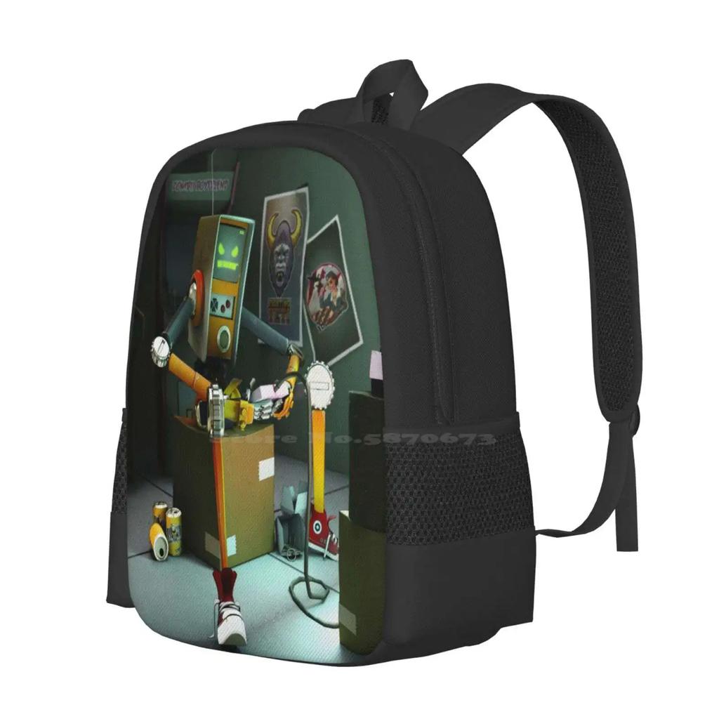 Gordon The Gamer Robot Teen College Student Backpack Pattern Design Bags Robot Droid 3d Maya Vector Arcade Gamer Video Games