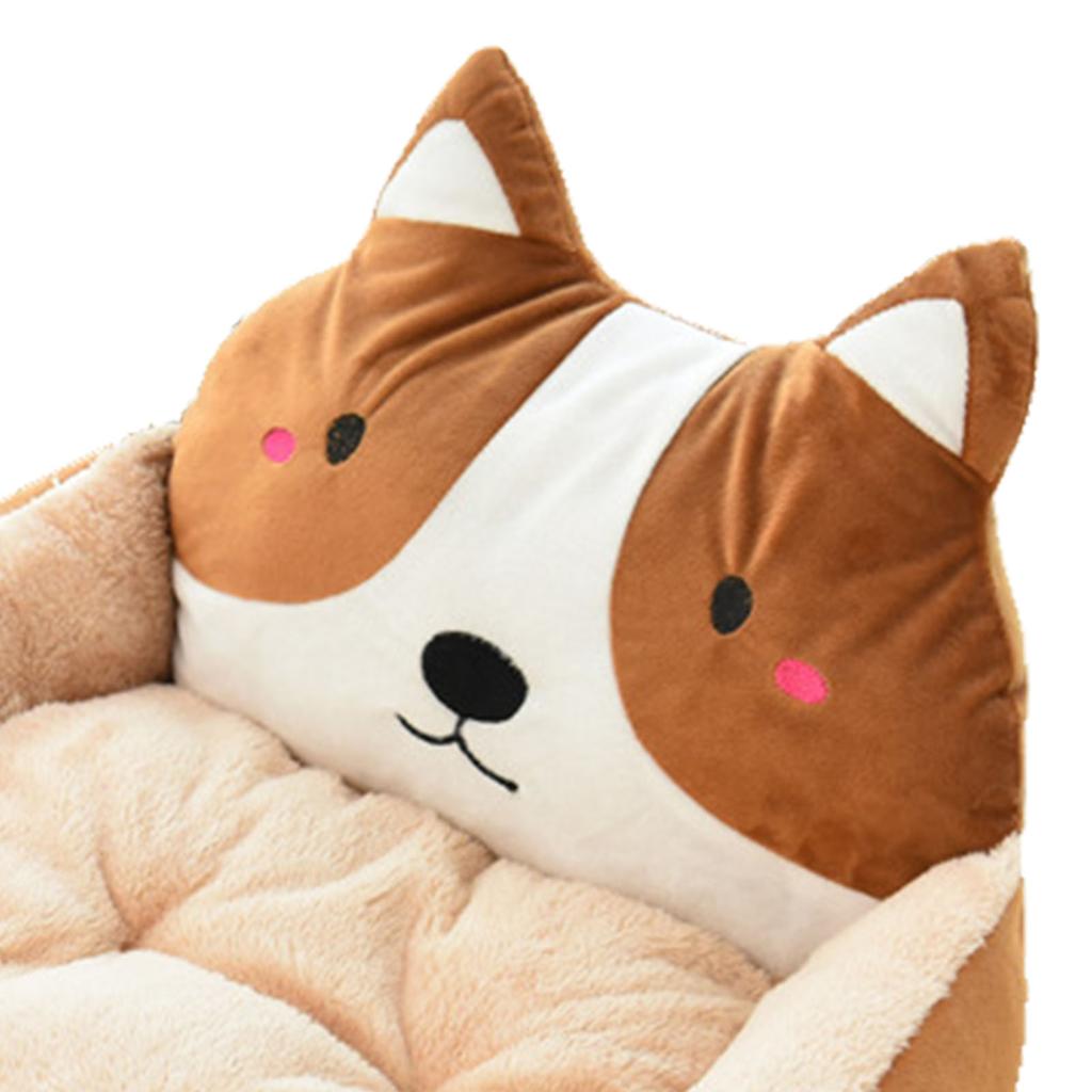Cartoon Dog Bed Winter Warm Cute Washable All Seasons Pet Kennel Bed for Dogs Cats Pets Coffee
