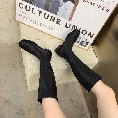 

Осенне-зимние ботинки с квадратным носком, женские ботинки на плоском каблуке, X-образные ботинки, удобные и дышащие модные ботинки, длинные ботинки челси на мягкой подошве, женские ботинки 35 чёрный