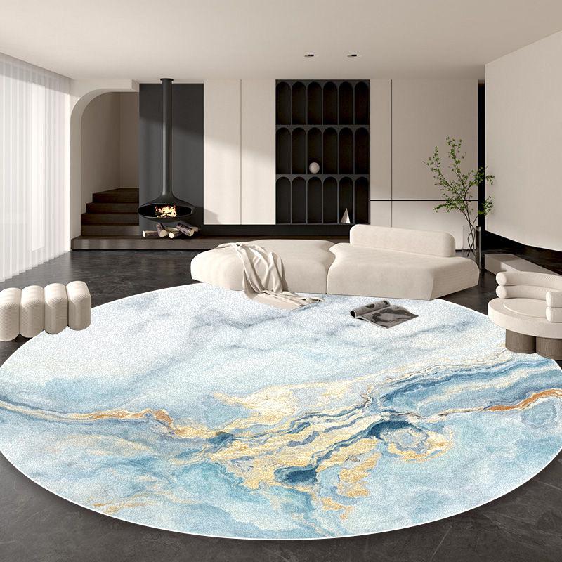Nordic Luxury Gold Round Carpet Decoration Living Room Abstract Large Area Rugs Bedroom Bedside Non-slip Soft Floor Mat Washable
