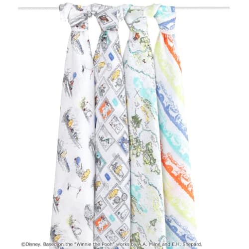 aden + anais disney baby muslin swaddle 4 pieces winnie the pooh 120cm x 120cm
