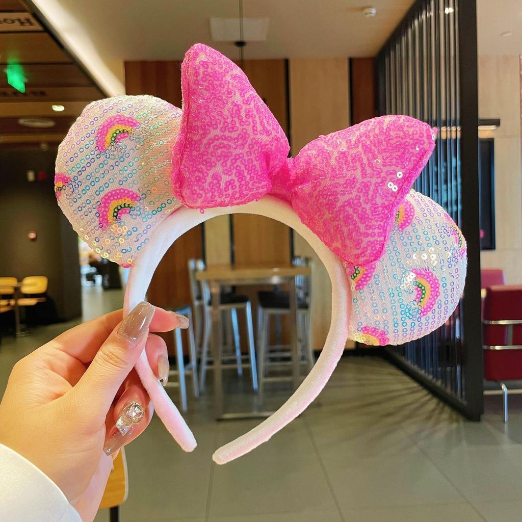 Sparkling Amusement Park Headband Cute High Skull Top Anti Slip Face Wash Bow Headband Headband Hair Accessories for Women