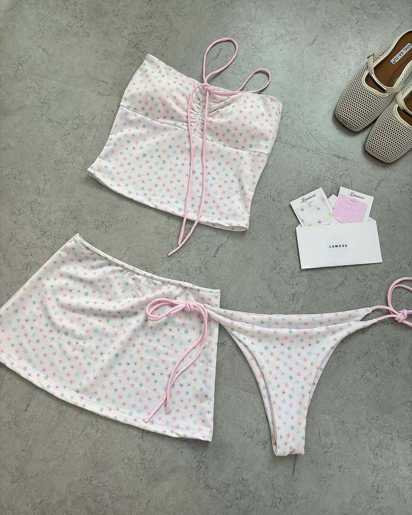 Sexy Rhinestone Lace-Up Bikini Set: European & American Style Seaside Hot Spring Swimsuit