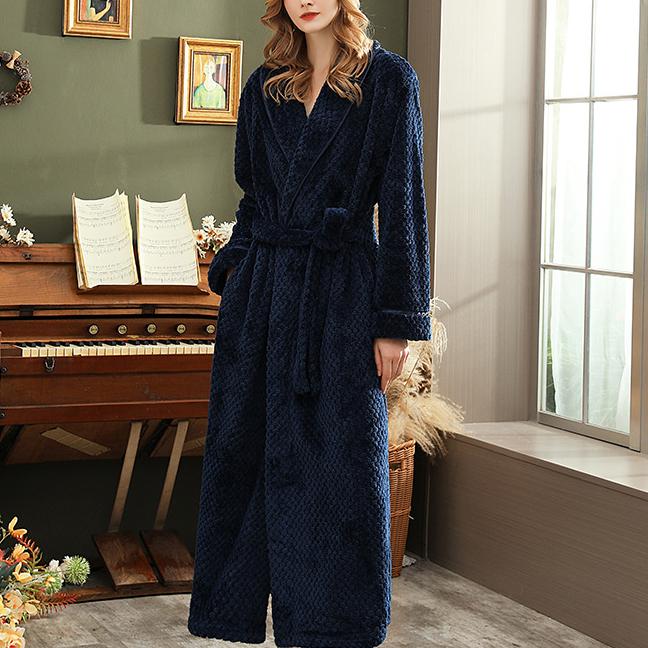 Peignoir à manches longues en polaire corail, vêtements de maison, flanelle épaisse, vêtements de nuit pour couple, gris, automne hiver, vêtements de détente amples