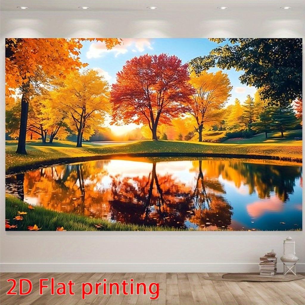 Two-dimensional flat printed item single-piece printed banner the pattern is autumn maple trees