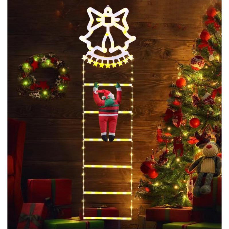 Christmas LED Santa Climbing Stair Lights with Wall Decorations