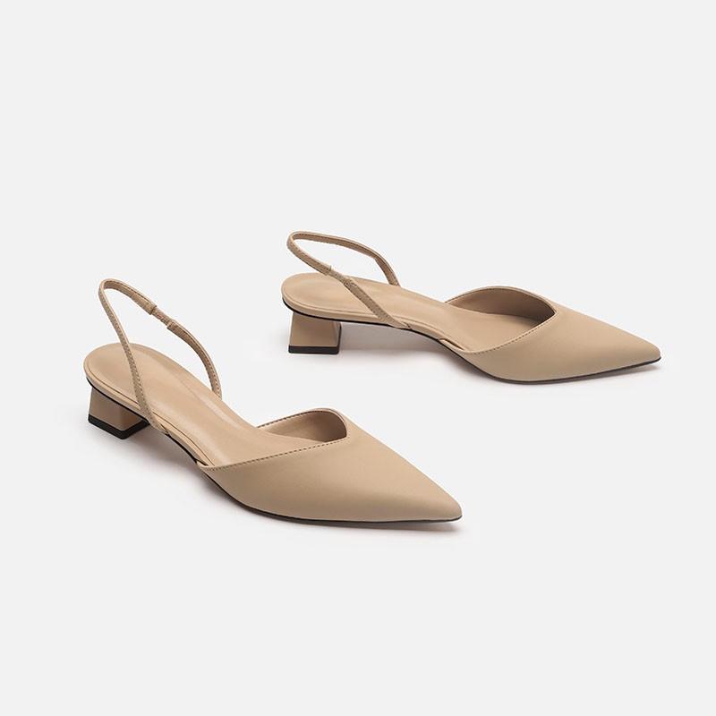 Fashion Summer Luxury New Pointed Head Back Trip Mid-heel Sandals Designer Women Baotou Fashion Shoes Thick Heel Slingback