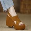 Été 2025 Sandales à Talons Hauts Épais pour Femmes Plateforme Épaisse Slingbacks Sangle à Boucle Croisée Bout Ouvert Chaussures Élégantes