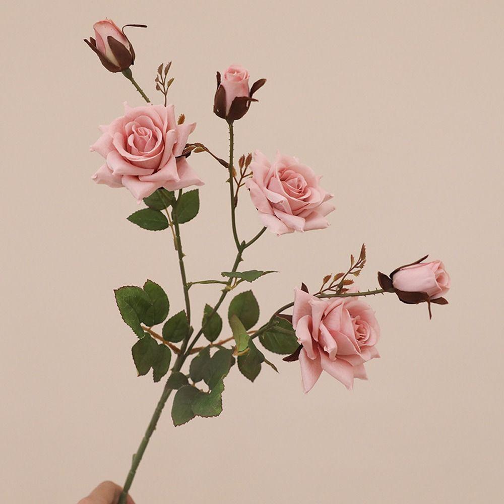 Retro Simulation Rose Flower Luxury Fake Flowers Artificial Rose Branch Wedding Party Decor