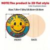 Rundes Metallschild im Vintage-Stil 'Don't Worry Be Happy' 7,8 Zoll Wandkunst Heimdekoration Blau Gelb