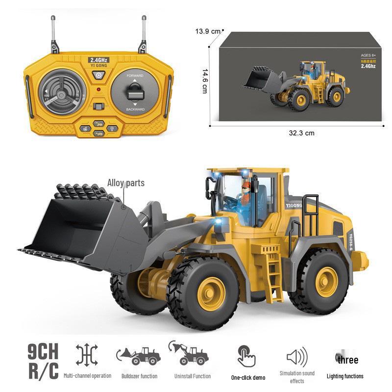 Free Shipping Remote Control Alloy Excavator, Engineering Vehicle, Dump Truck & Bulldozer Toy for Kids