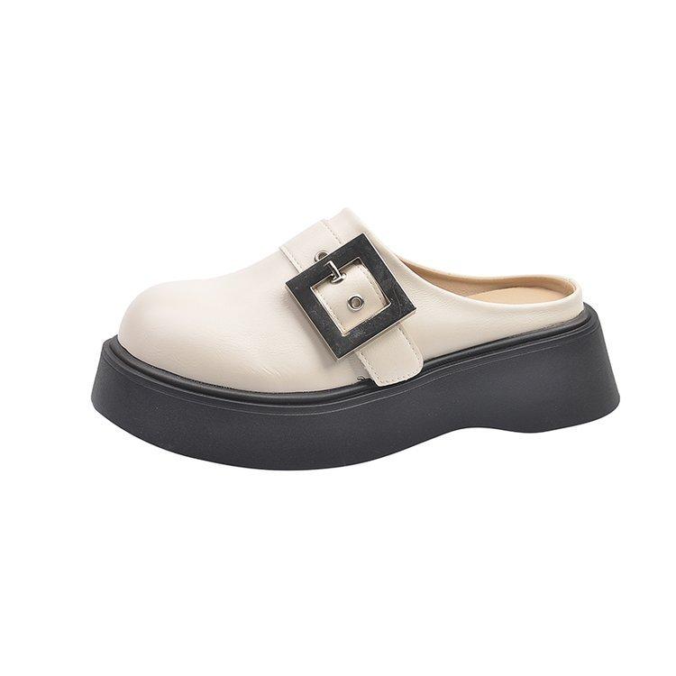 

Thick-soled bag head half slippers women s 2025 spring and summer new retro heightening versatile non-slip lazy one-pedal Boken shoes 40