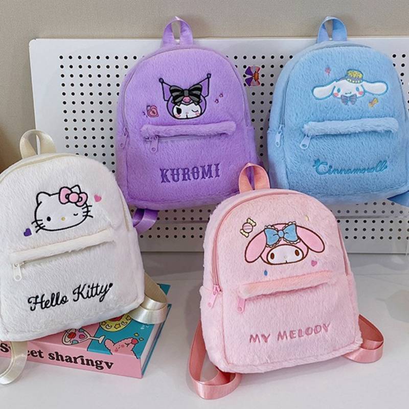My Melody Plush Backpack Girls School Bag With Durable Material For Daily Use