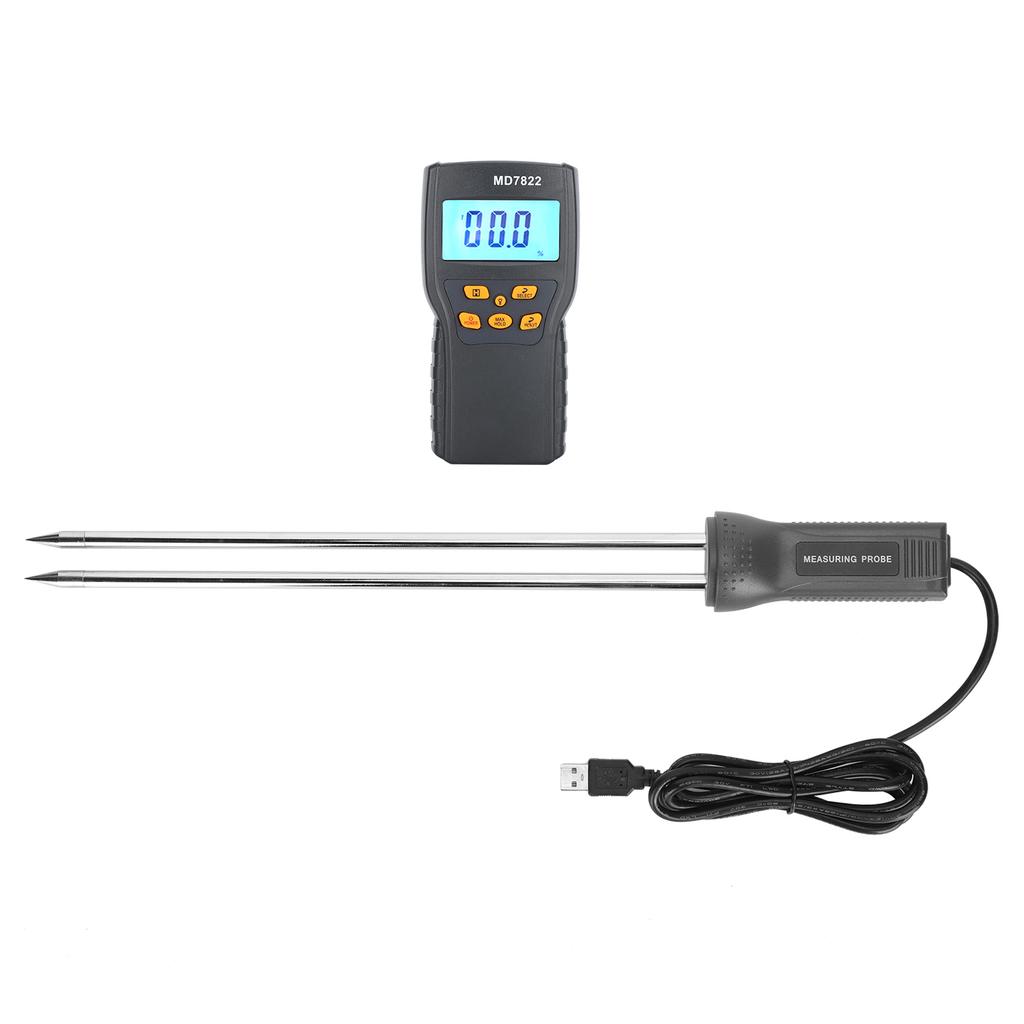 Moisture Meter with Long Probe Digital Grain Wheat Rice Corn Moisture Measurement Tool
