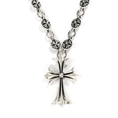 ZIYMU Gothic Rosary Cross Necklace with Ball for Men and Chain, 50cm, Women, P-023