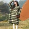Fashionable Striped Knitted Sweater Dress for Women, Loose Fit and Lengthy, Thickened and Soft Dresses