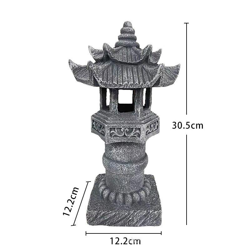 Zen Solar Stone Pagoda Lantern - Outdoor Resin Ornament for Garden and Courtyard Decor
