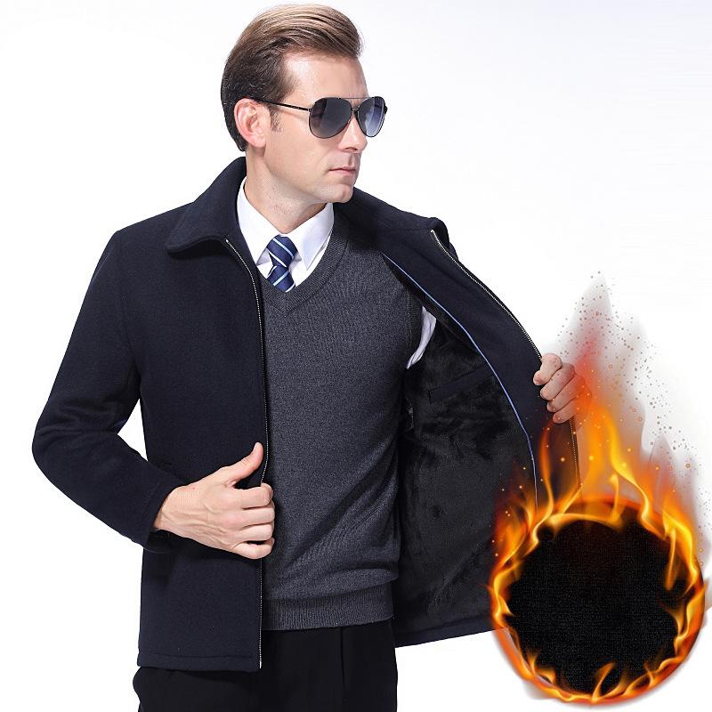 Winterwolljacke für Menschen mittleren und höheren Alters, Reverswolljacke, Kaschmirjacke, Herrenvelours verdickt Herren Übergröße