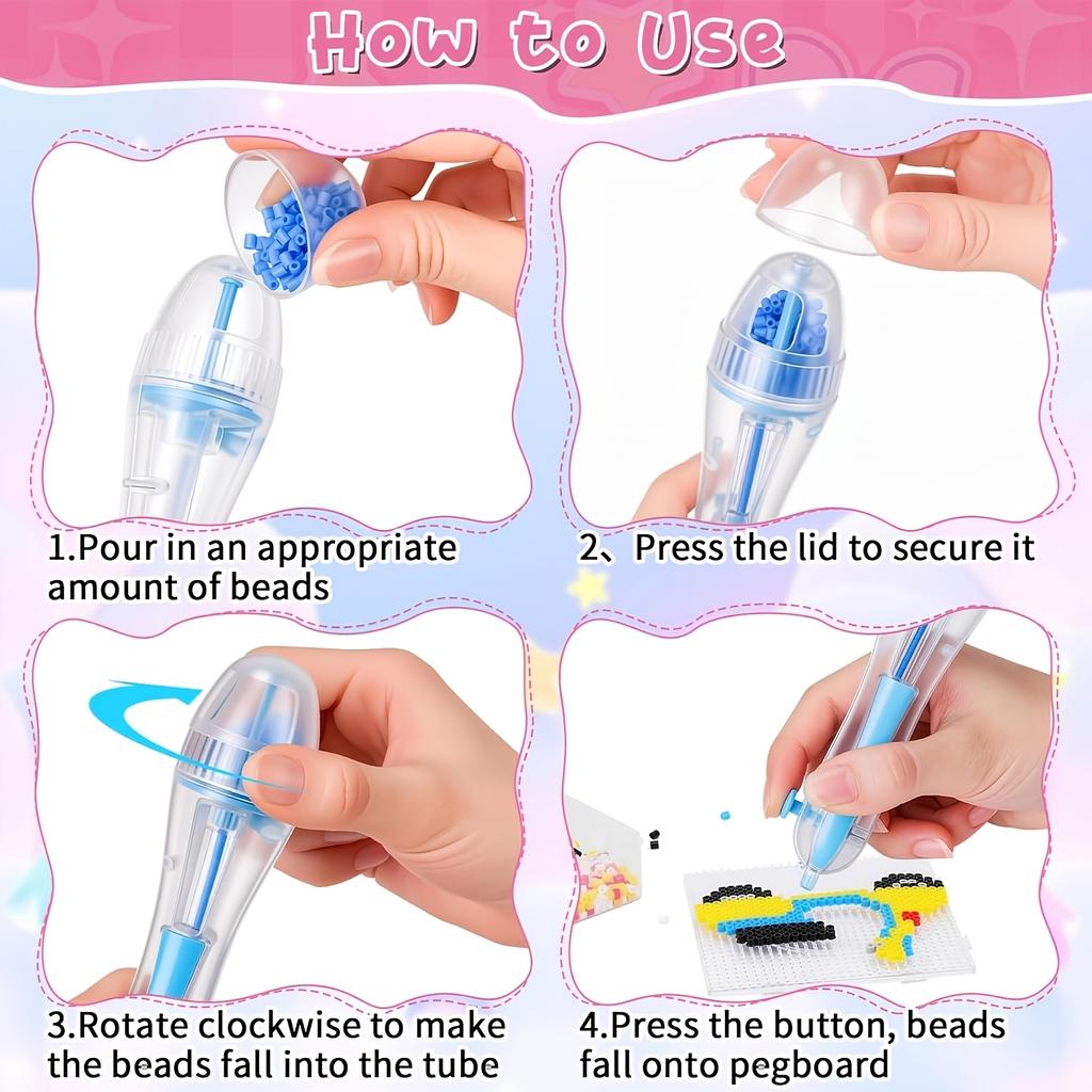 1Pc Bead Pen with 2.6mm Continuous Dispenser & Transparent Hopper, DIY Craft Tool for Beadwork, Resin & Scrapbooking Decor