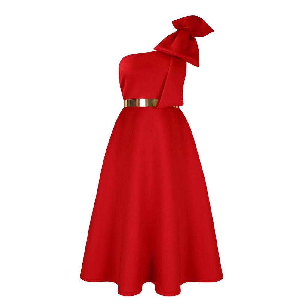 C8607 Women's Solid Color Sexy Evening & Banquet Dress - European/American/African Fashion