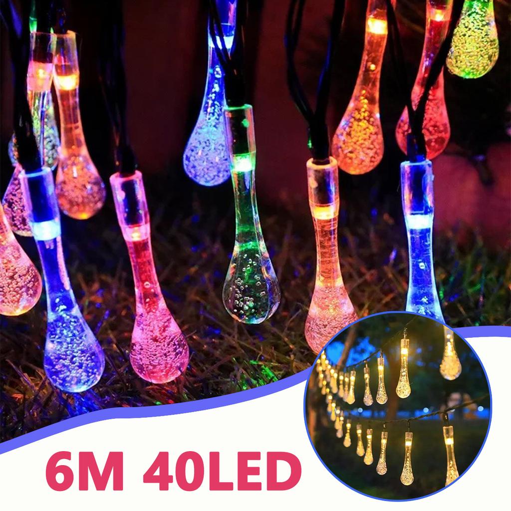 Water Droplets Solar String Lights Waterproof Outdoor 6M 30LED Solar Garland Lamp Decoration Christmas Wedding Party Garden
