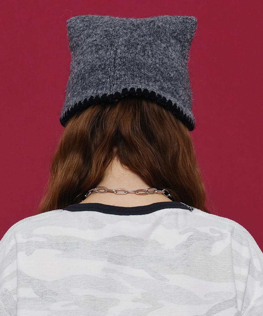KEEMHII Cat Eye Knit Bucket Hat - [Charcoal]