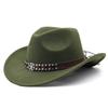 Metal belt brown western cowboy hat autumn and winter woolen felt hat men's and women's European and American top hats outdoor riding cowboy hat
