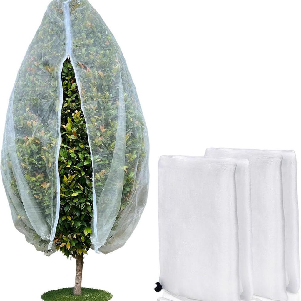Insect Protection Net Cover with Drawstring & Zipper for Plants, Greenhouses, Fruit Trees, Flowers, and Bird Deterrent.