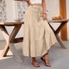 Summer 2025 Europe Cross-border Casual Long Elastic Waist Skirt with Drawstring