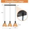 Lampe suspension rotin naturel NETTLIFE 3 lumières, Design bohème chic métal noir, Vague, Luminaire E27 pour salle à manger salon