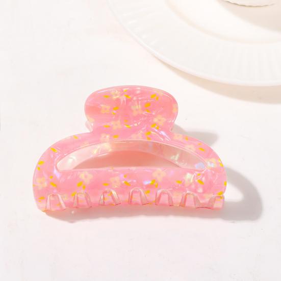 Hair Claw Floral Print Hollow Design Back Head Hair Clip Anti-slip Teeth Strong Grip Shark Hair Clip Versatile Hair Accessory