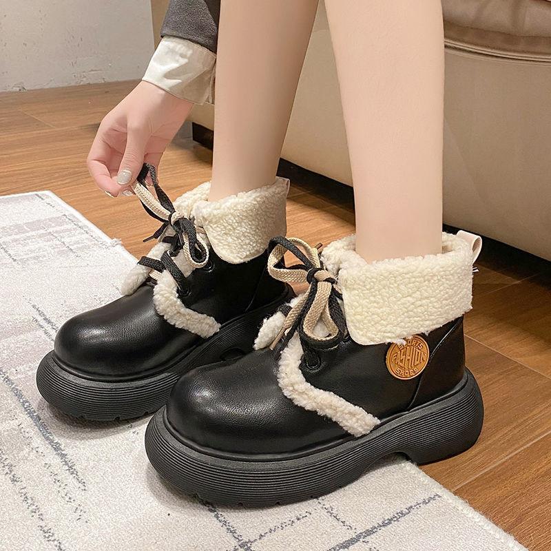 Fleece Martin Boots for Women To Keep Warm In Autumn and Winter 2025 New Thick-soled Small Height-increasing Short Boots Short Snow Cotton Shoes
