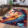 Fiery Blue Dragon Design Rug with Bold Colors for Home Decor Suitable for use as an anti-slip for living room bedroom sofas