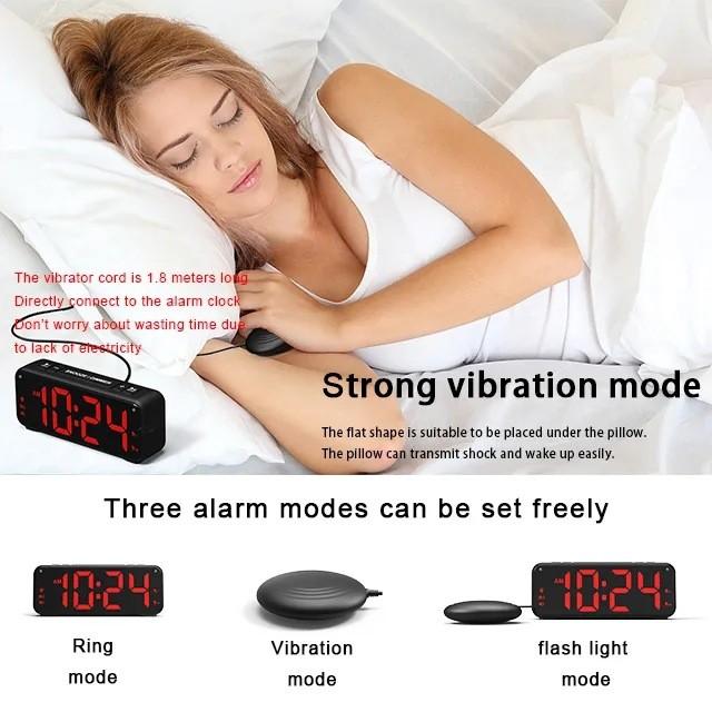 Digital Alarm Clock With Strong Vibrations And Multiple Ringtones For Adults