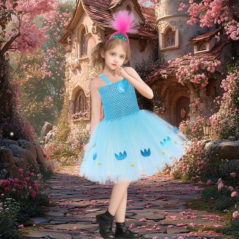 Children's Halloween Costume Anime Magic Hair Elf Dress Poppy Cosplay Cosplay Costume