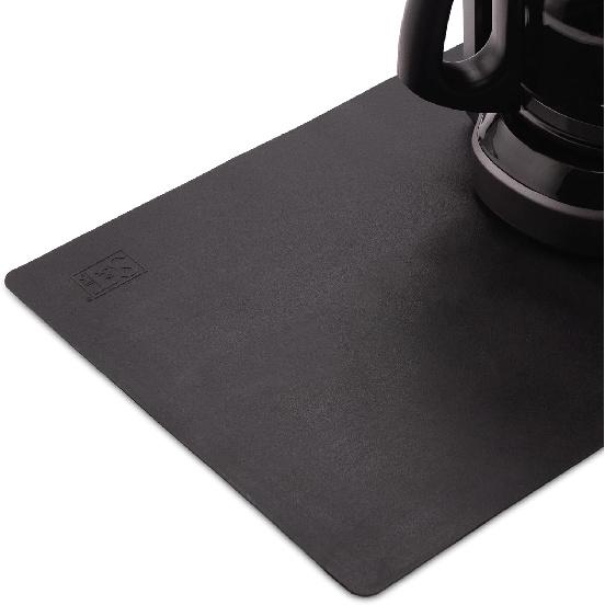 S&T INC. Coffee Mat, Absorbent Bar Mat for Coffee Maker and Espresso Machine, 12 Inches x 18 Inches, Brown Typography Print, 1 Pack