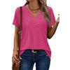 Women's Fashion Casual Short Sleeve V-Neck Court Lock T-Shirt Top