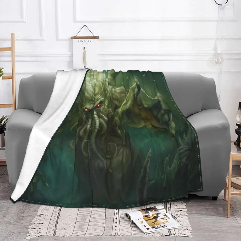 The Rise Of Great Cthulhu Fleece Throw Blankets Octopus Mysticism Blankets for Sofa Travel Super Soft Bed Rug