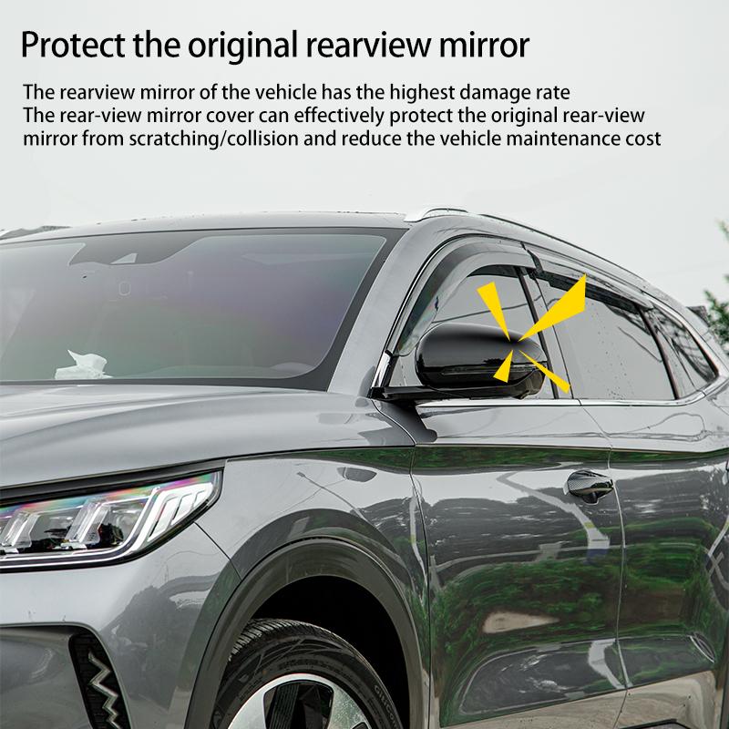 Car Rear View Side Mirror Cover Trim For BYD Song Plus EV 2023 Bright Black Rear View Mirror Cover Anti-scratch Song