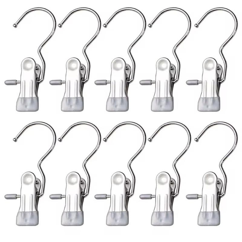 10PCS Stainless Steel Clothespins Laundry Clothes Pegs Hook Portable Hanging Clothes Clip Pants Socks Wardrobe Storage Clip