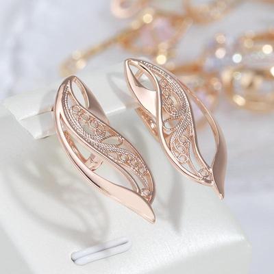 Elegantné dámske minimalistické šperky Curve Vintage Metal Náušnice Rose Gold Color