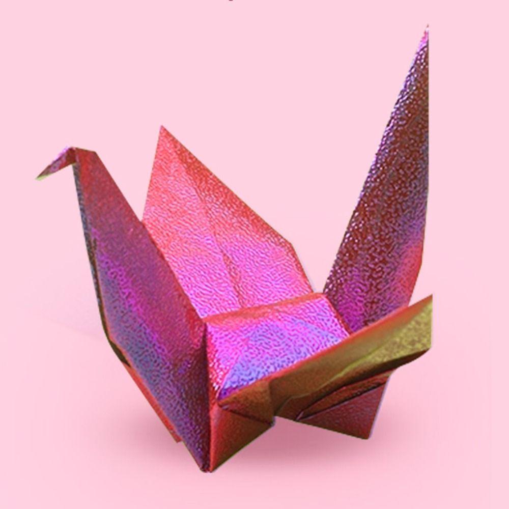 50 Stück Einfaches Laserperlen Origami-Papier Quadrat Glitzernd Funkelnder Glücksvogel Origami Funkelndes Glänzendes Papier