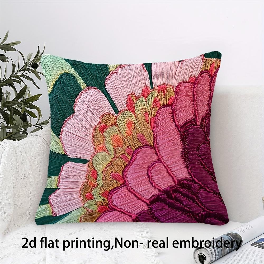 Folk Art Bird Floral Cushion Cover 2D Flat Printed Peach Skin Decorative Pillowcase For Living Room Sofa Home Decor 45X45Cm