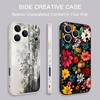 Colorful Flowers Pattern Lanyard Case For iPhone 17 Pro Max Funda iPhone 16 15 14 13 Pro Max 11 16E 17E Soft Silicone Cover