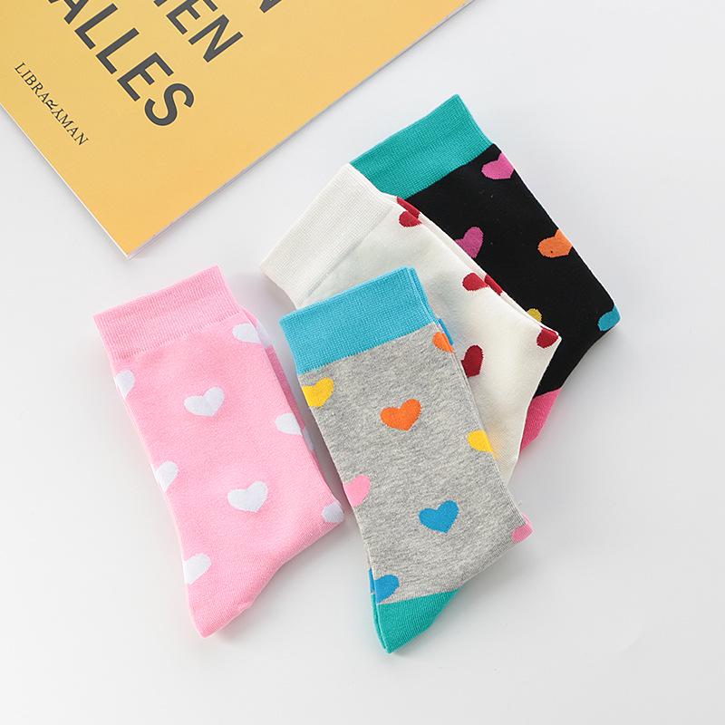 Autumn Winter Colorful Heart Unisex Korean Trendy Long Socks - Versatile Academy Style