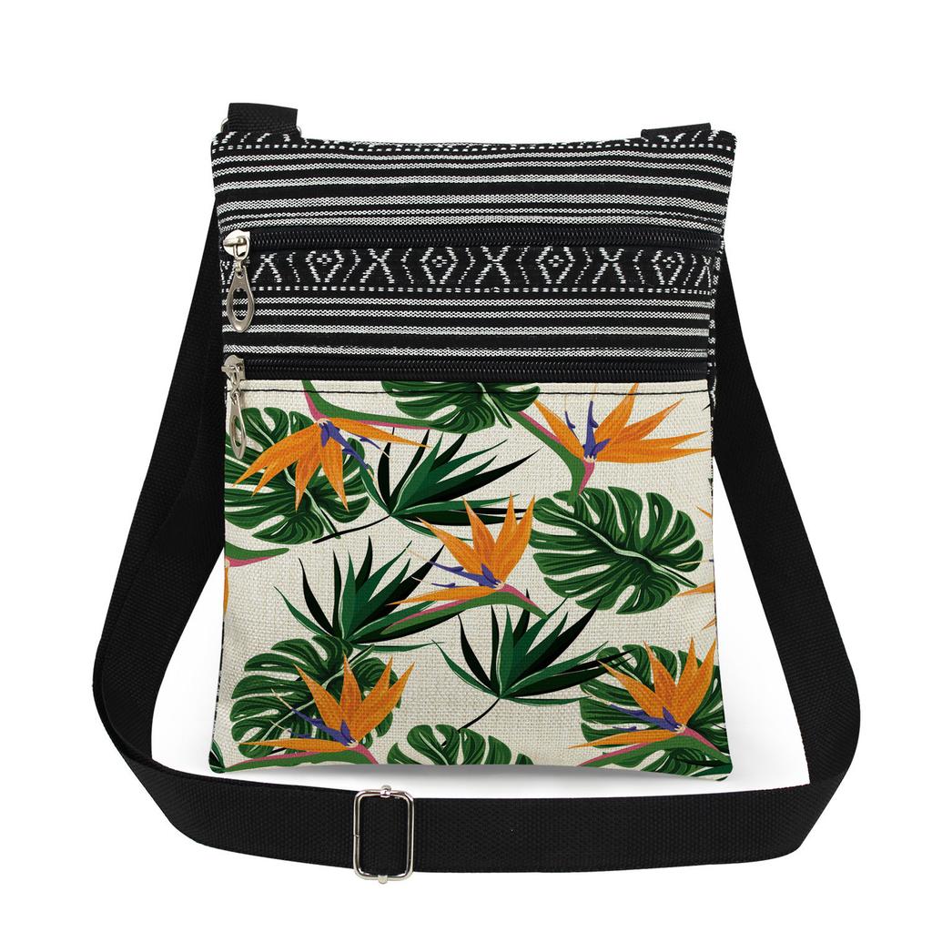 1 Stück Stofftasche mit Pflanzenmuster Damen Umhängetasche Posttasche 6918
