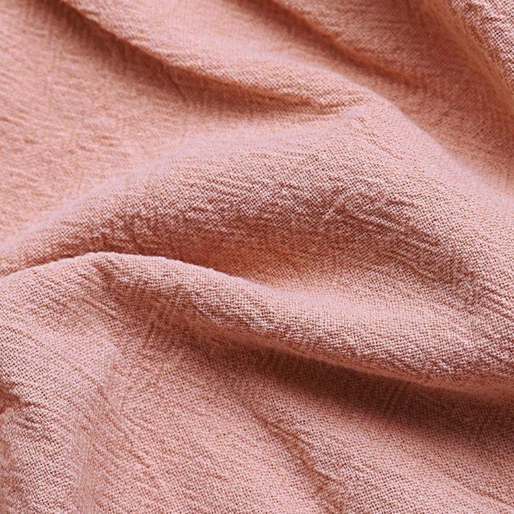 Women Casual Summer Short Sleeve V Neck Blouse Shirt Pink Cotton Linen