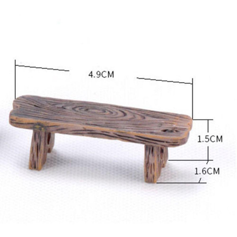 Mini Dollhouse Miniature Wooden Bench Wooden Stool Fairy Garden Miniatures Decor  Kids Gift
